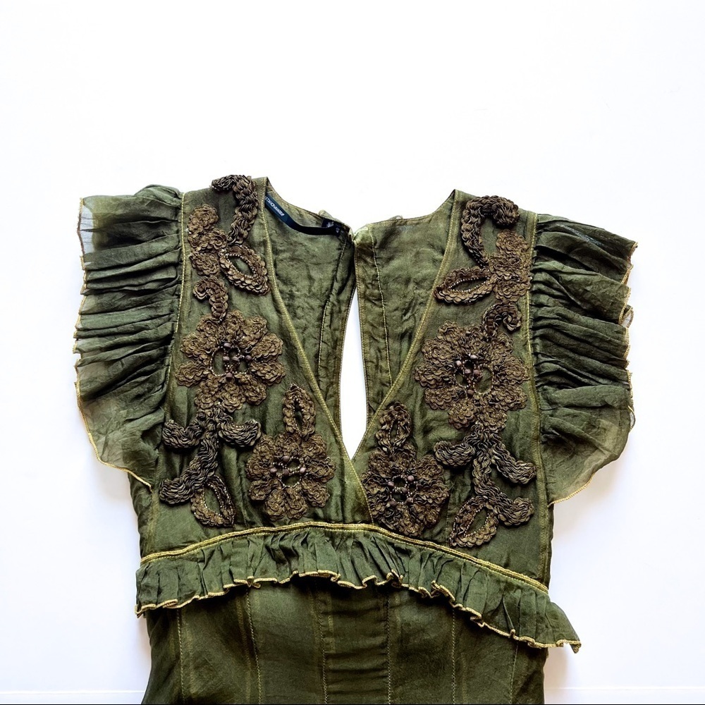 Vintage Gaetano Navarra Forest Nymph Runway Layered & Embroidered Dress Y2K 40 - Picture 3 of 16